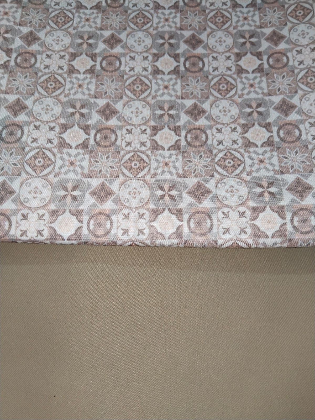 Beige Geometric Printed Shirt Fabric With Matching Plain Pant Fabric Combo 