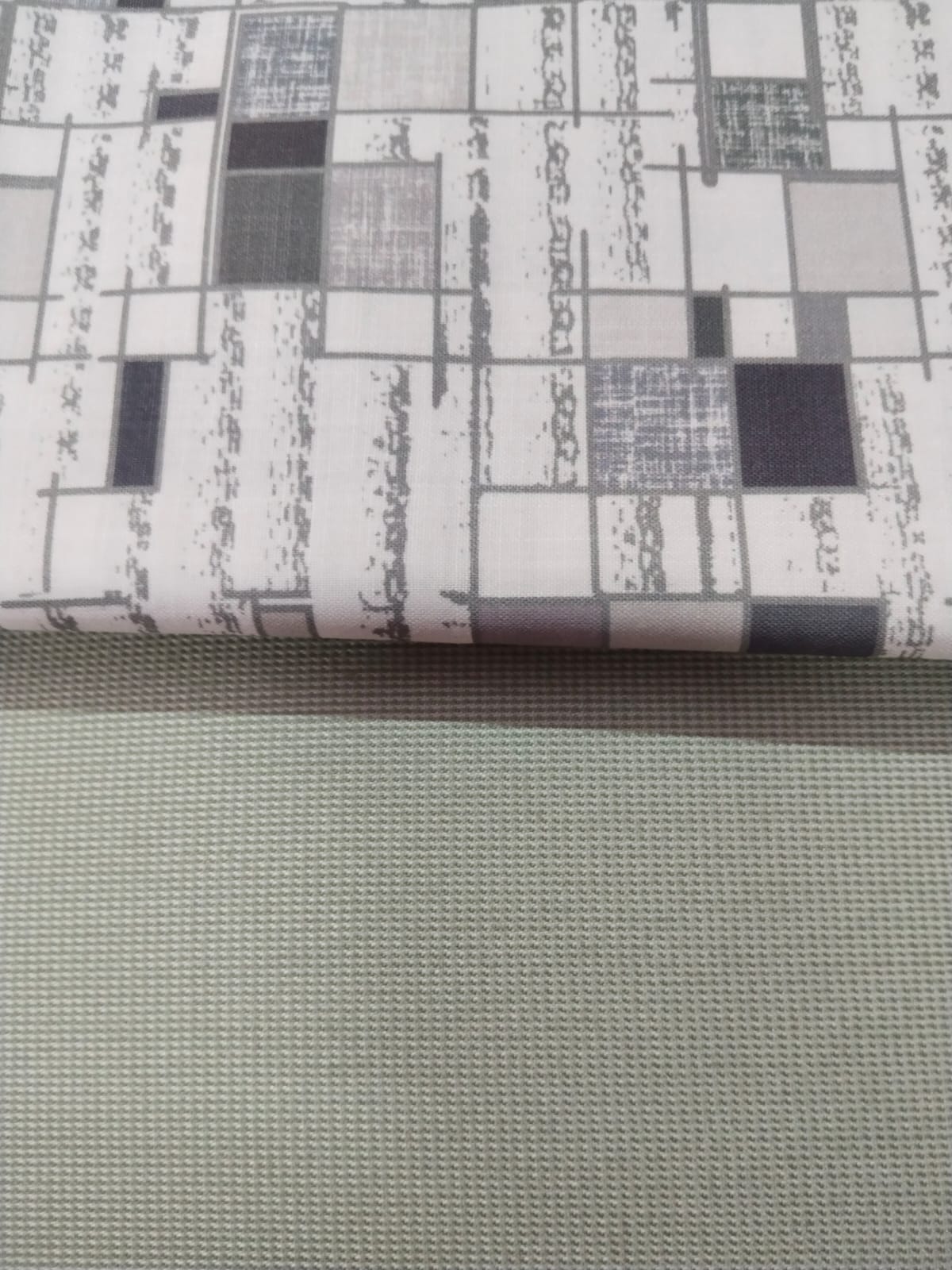 Modern Abstract Grid Printed Shirt Fabric With Pista Green Pant Fabric Combo 