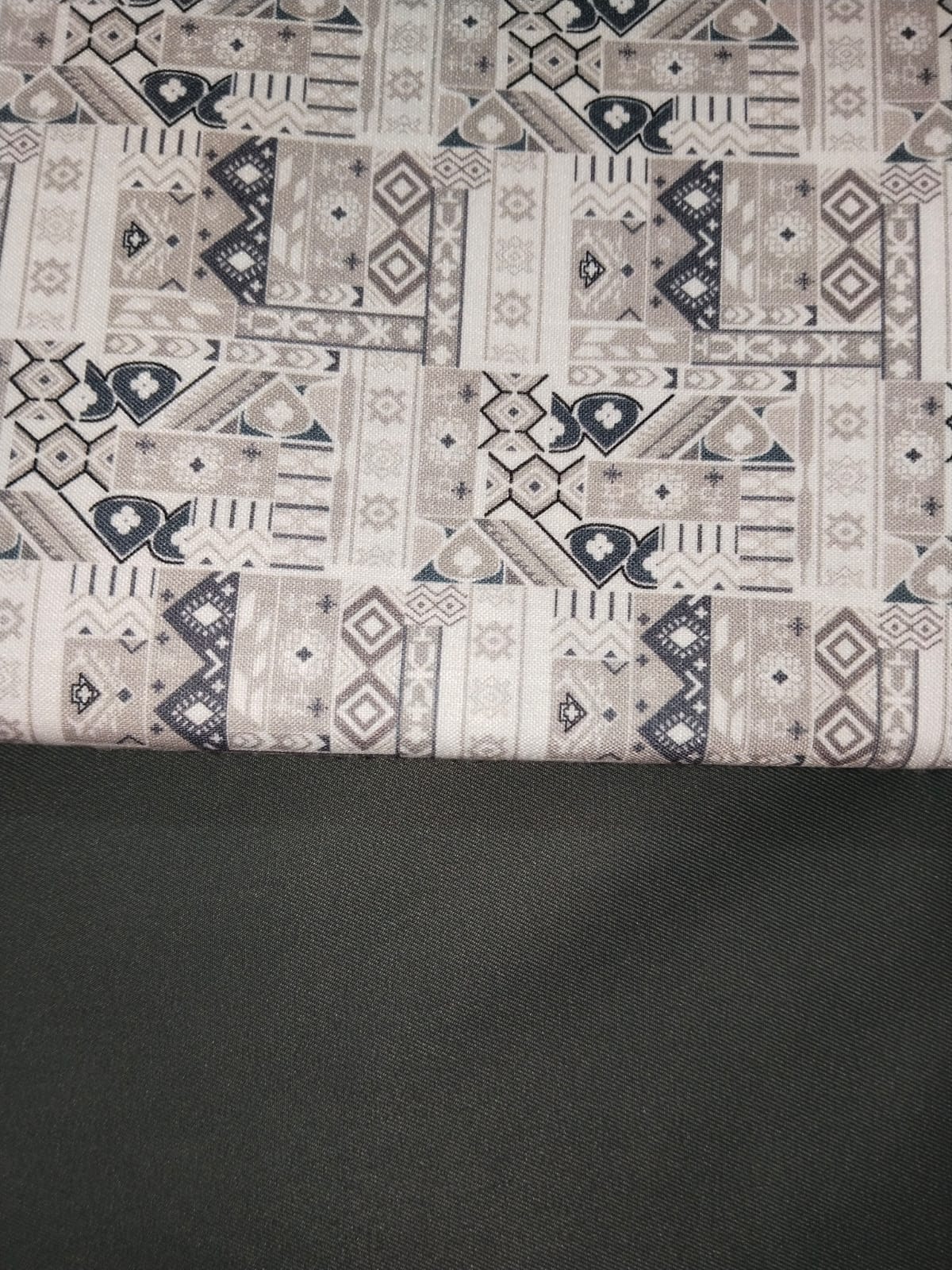 Ethnic Geometric Printed Shirt Fabric With Dark Grey Pant Fabric Combo