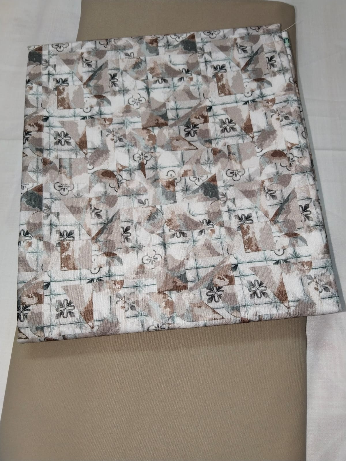 Abstract Printed Shirt Fabric With Classic Brown Pant Fabric Combo