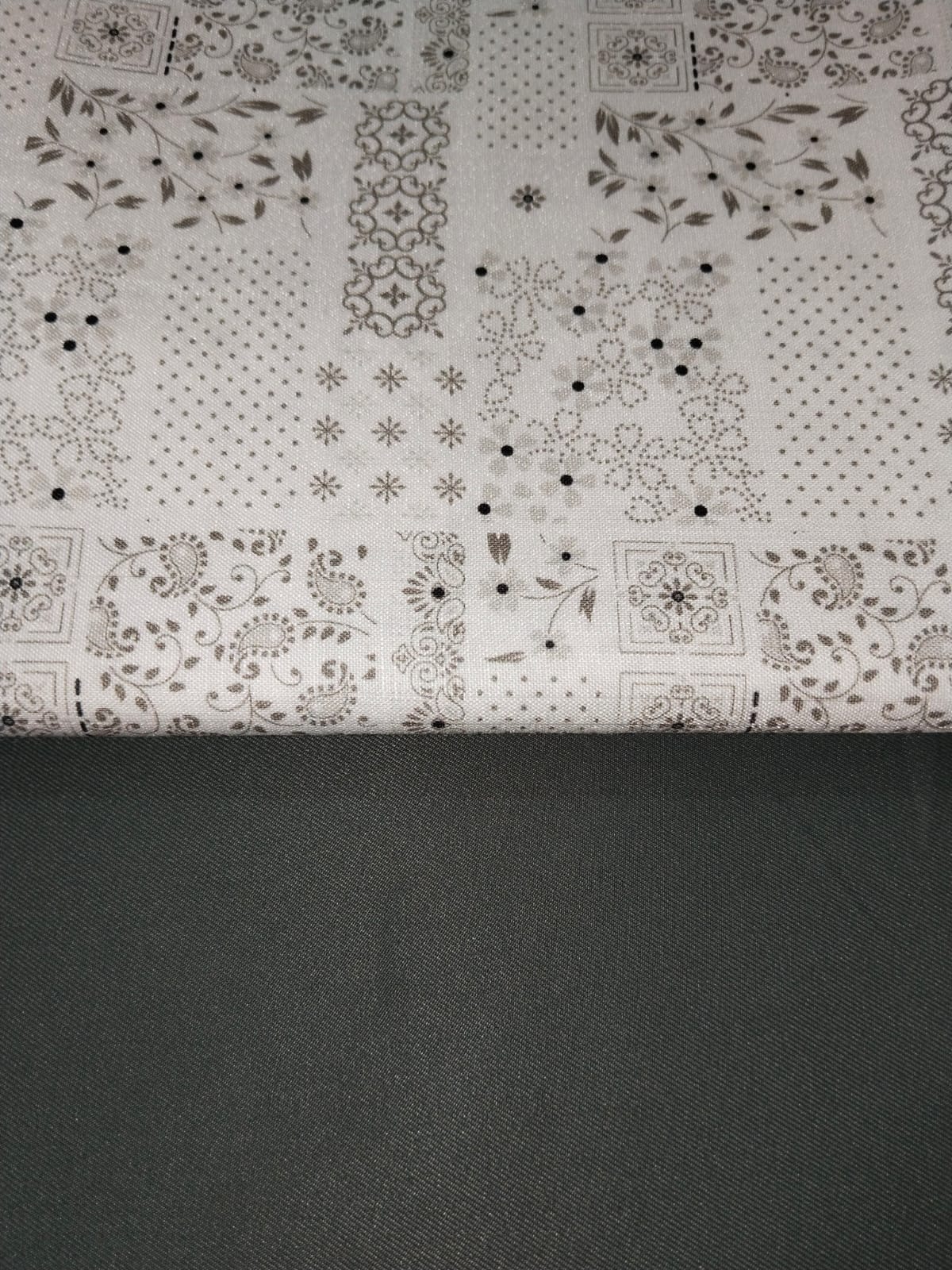 Elegant Floral Patch Printed Shirt Fabric With Dark Grey Pant Fabric Combo