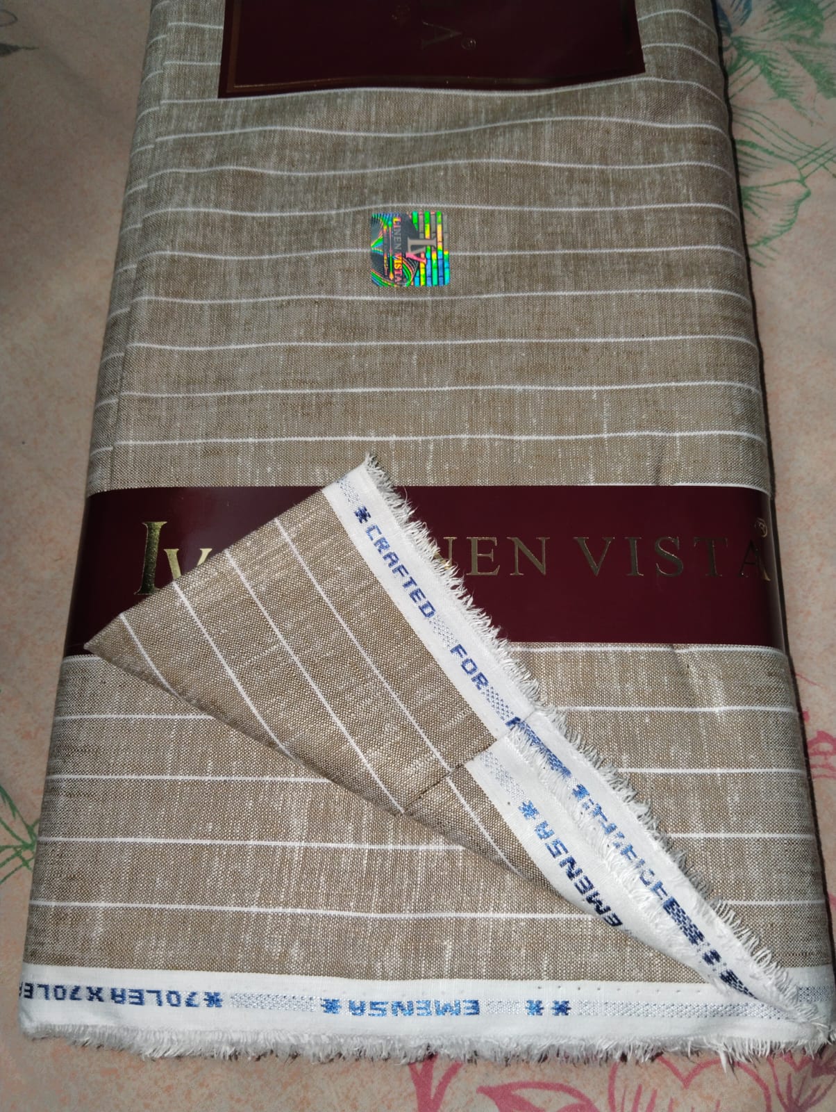 Premium Linen - Mustard Khaki Pinstripe Linen Shirting Fabric 