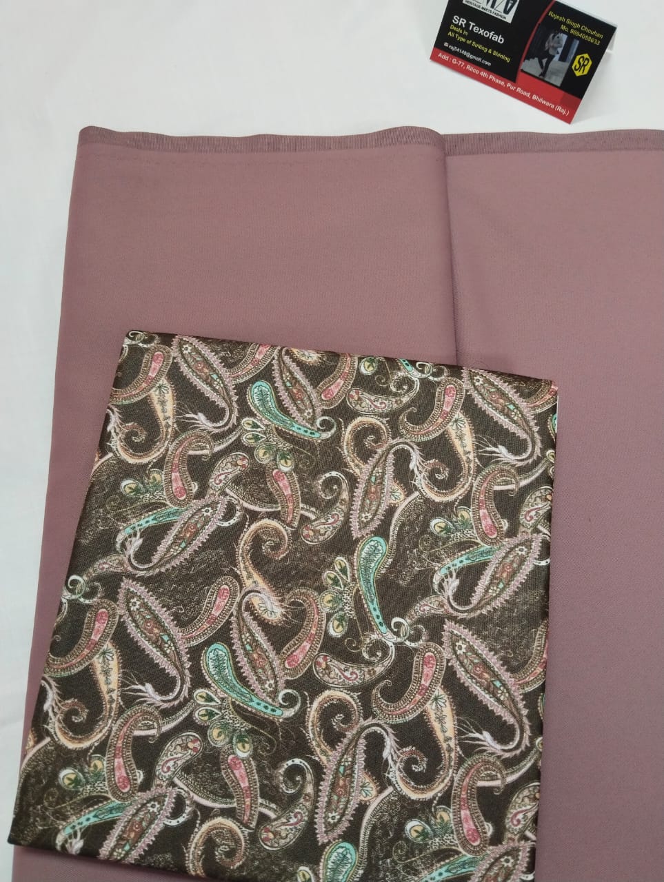Classic Olive Paisley Print Shirt Fabric Set