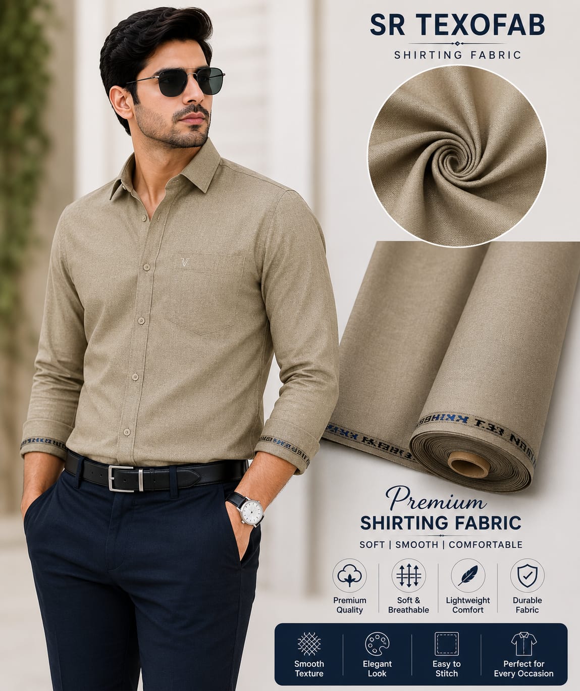 Premium Khaki Shirting Fabric 
