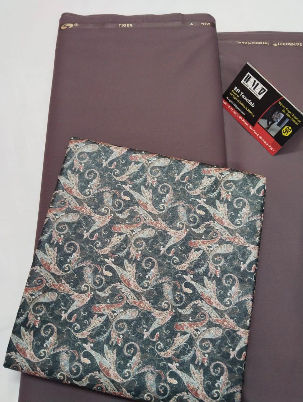 Luxury Brown Paisley Printed Shirt Fabric With Coffee Brown Pant Fabric Combo