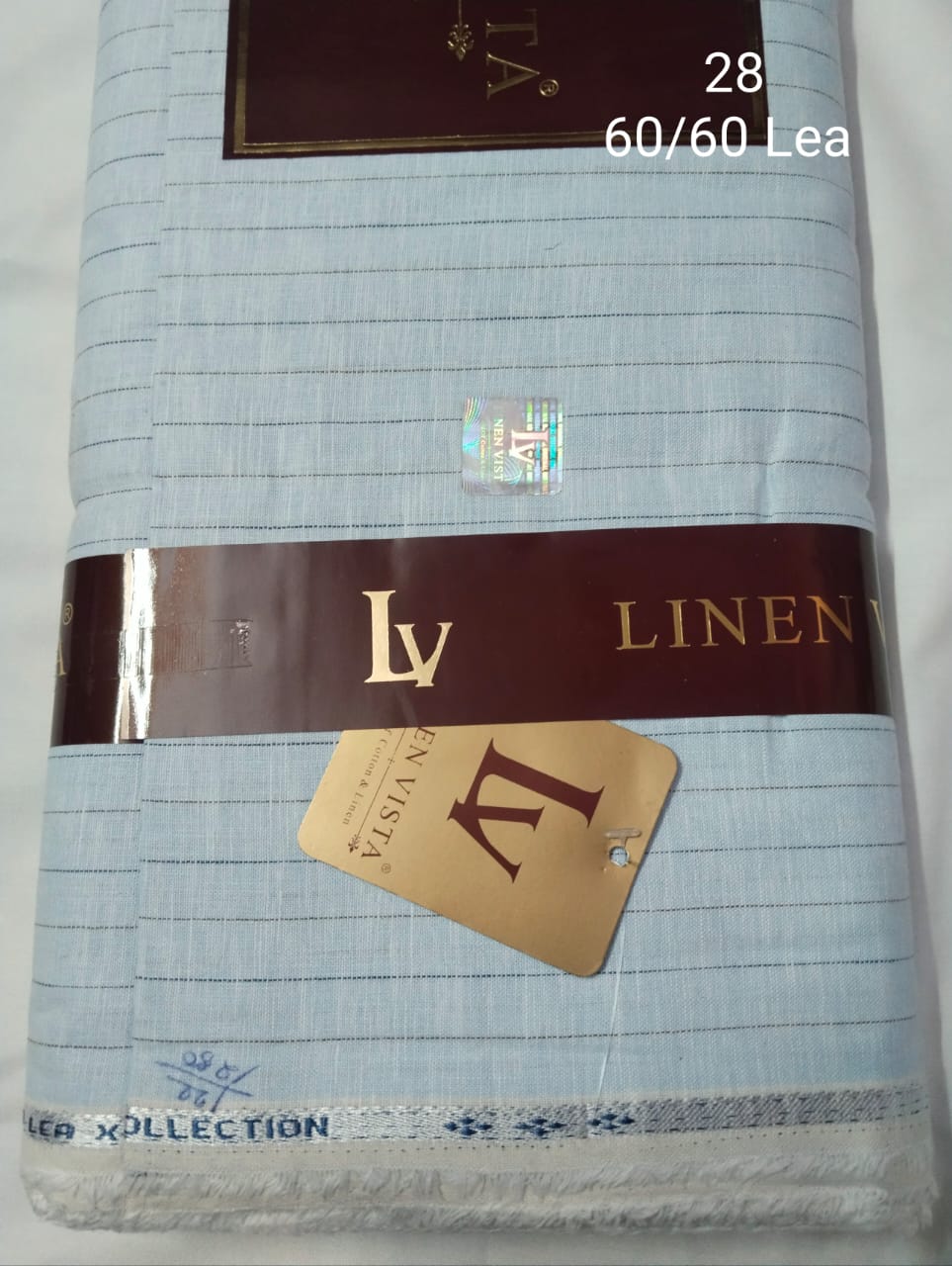 Light Pista Green With Black Pin Stripe Linen Vista Shirt Fabric 60 By 60 LEA  
