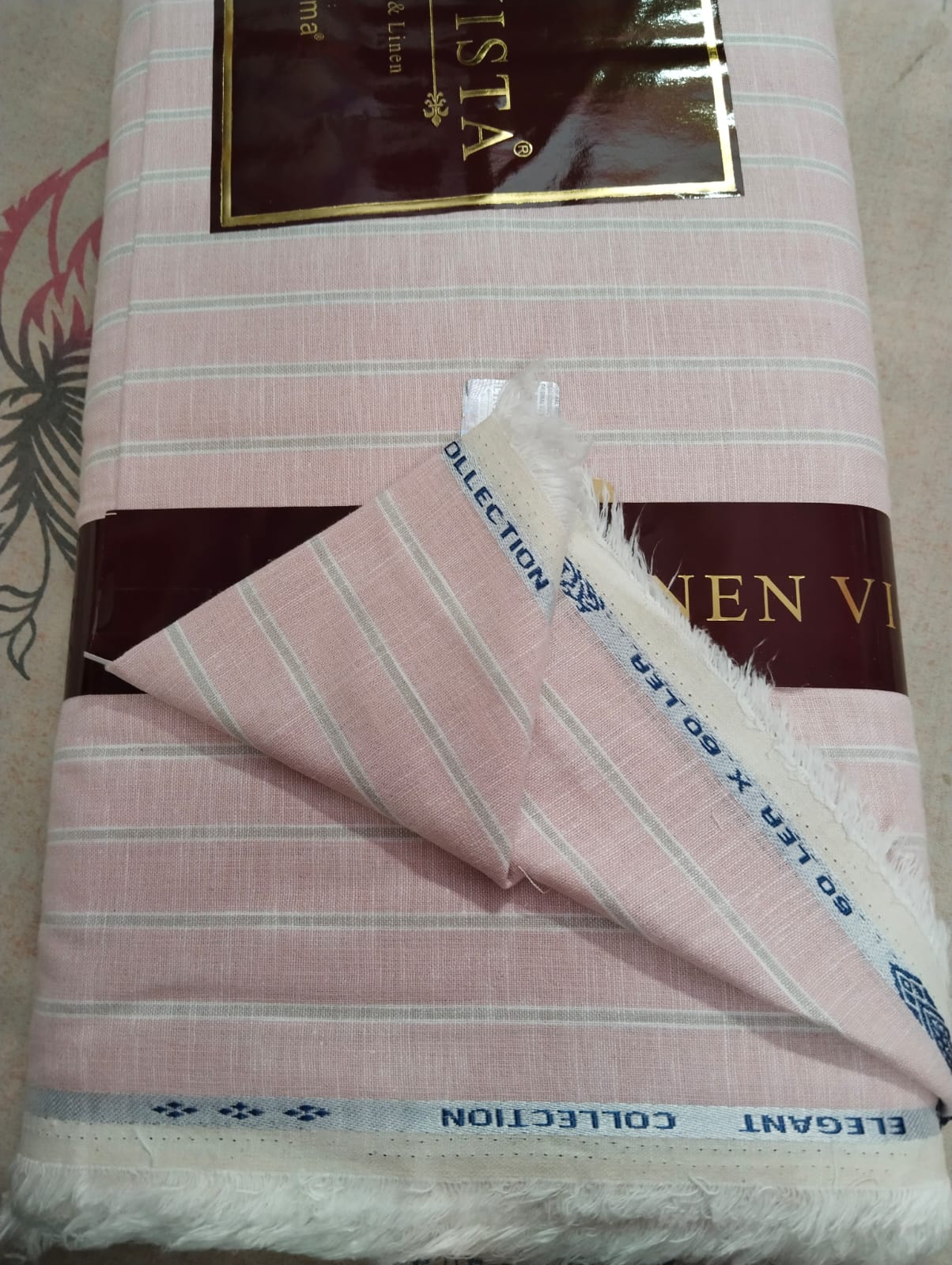 Premium Pink Linen Striped Shirting Fabric | 1.60 MTR × 58 Inches 