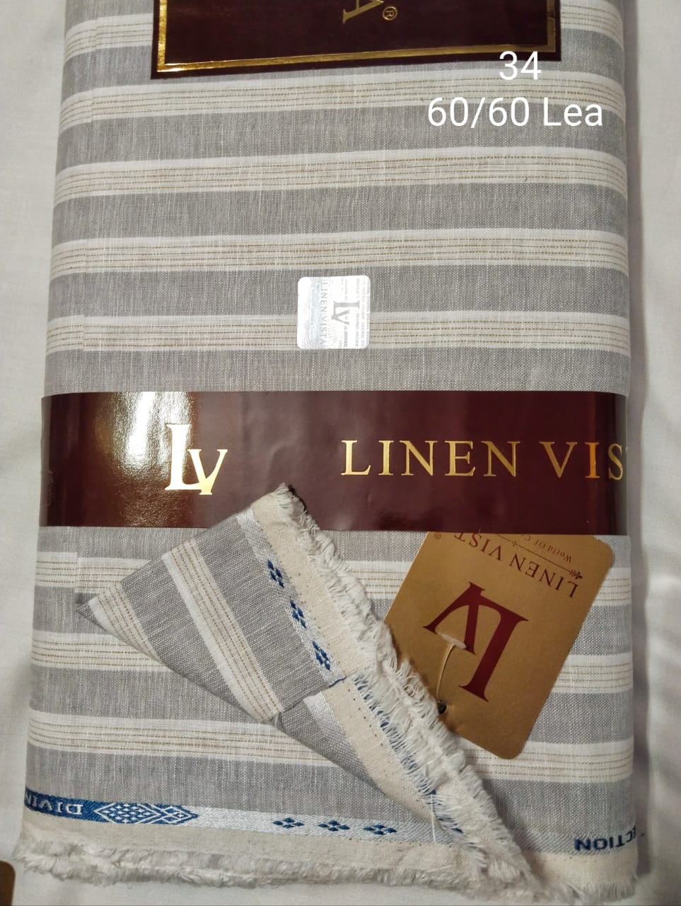  Light Ash Grey And Off White Bold Striped Linen  Shirt Fabric 60 By 60 LEA 