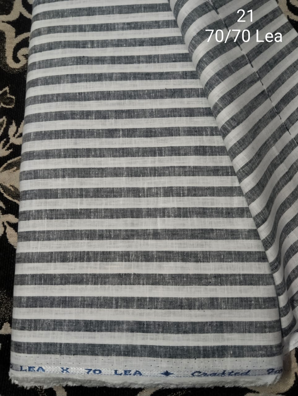 White Black Stripe Linen Shirt Fabric | 70 LEA | 1.60 Mtr 
