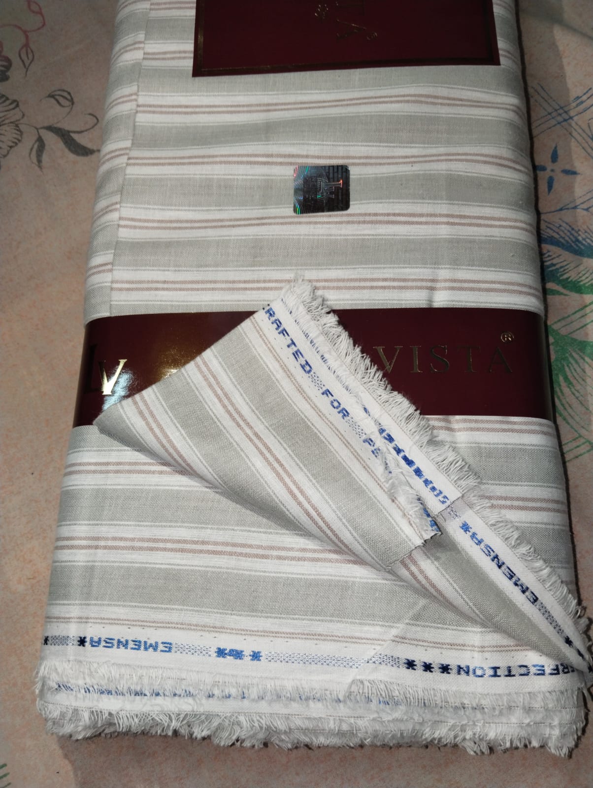 Premium Linen - Light Grey Double Copper Stripe Shirting Fabric 