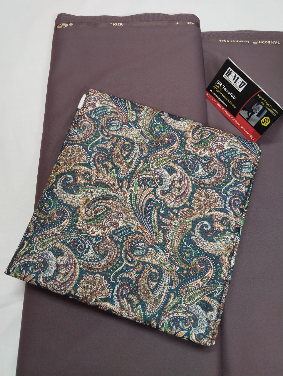 Premium Paisley Printed Shirt Fabric With Coffee Brown Pant Fabric Combo