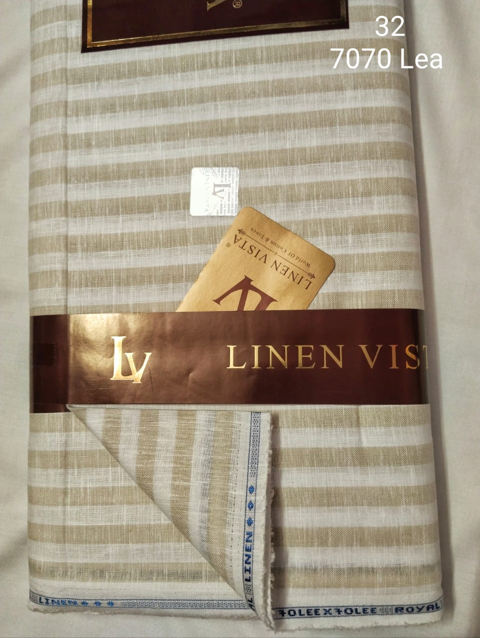 Light Cream Yellow And Off White Bold Striped Linen Vista Shirt Fabric 70 By 70 LEA 
