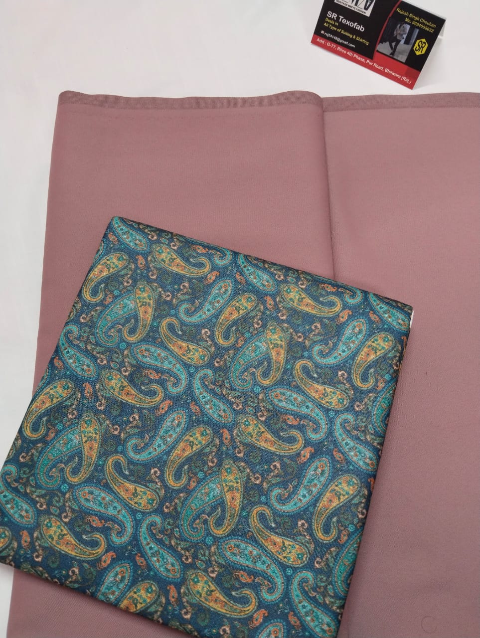 Trendy Teal Paisley Shirt Fabric With Soft Rose Pink Pant Combo
