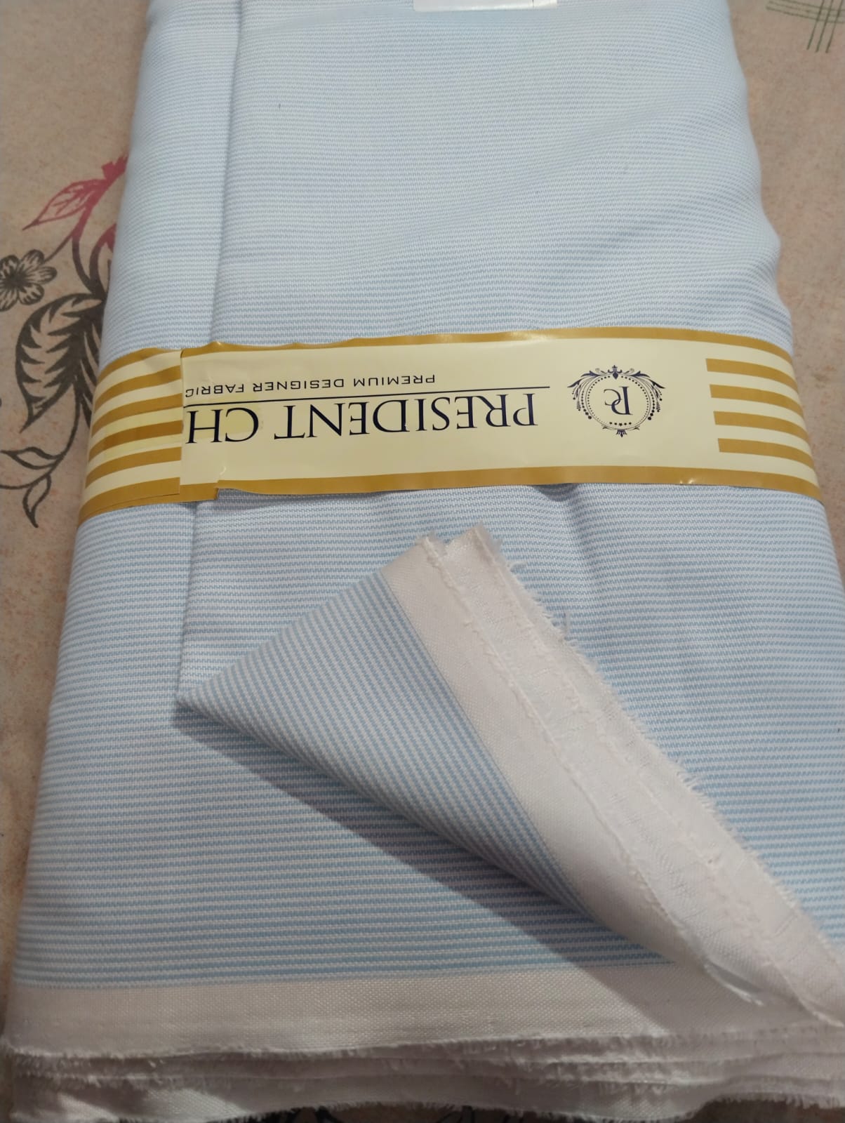 President CH Premium Cotton Shirting Fabric – Sky Blue Micro Stripe 