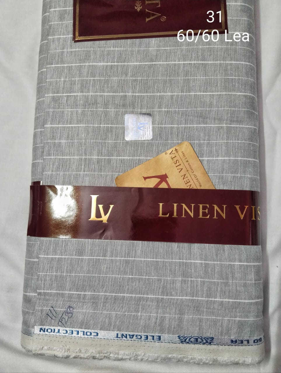  Light Ash Grey With White Pin Stripe Linen Vista Shirt Fabric 60 By 60 LEA  