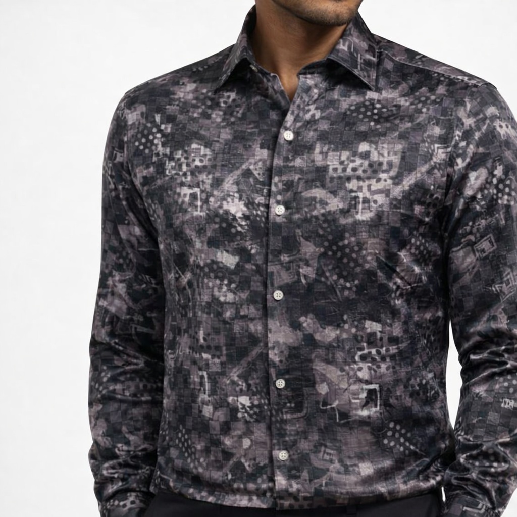 Premium Abstract Print Satin Shirt Fabric