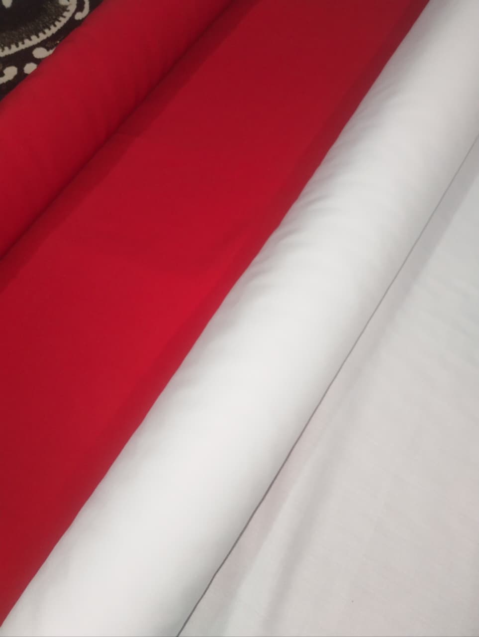 Red Kurta & White Pajama Fabric Set – Premium Cotton Blend 