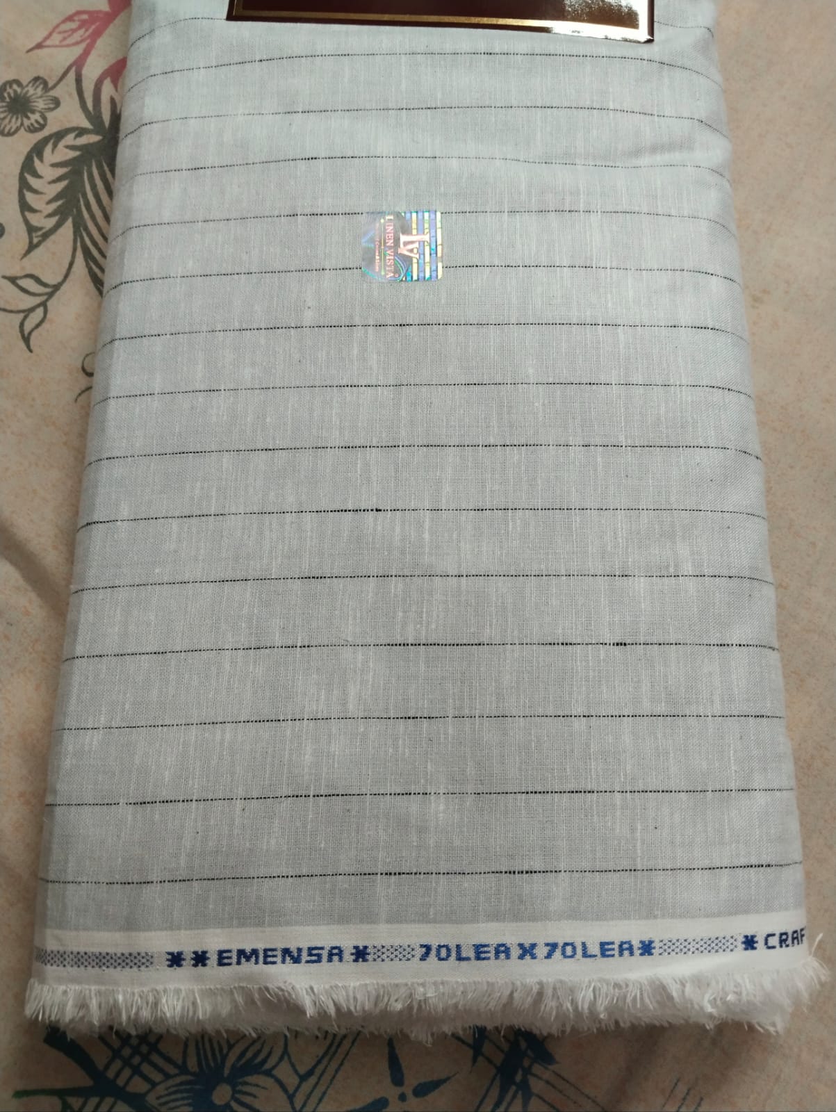 Silver Mist Pinstripe Premium Linen Shirting Fabric 